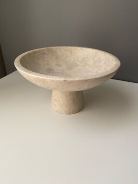 H&M MARBLE PEDESTAL BOWL MINI LIGHT BEIGE